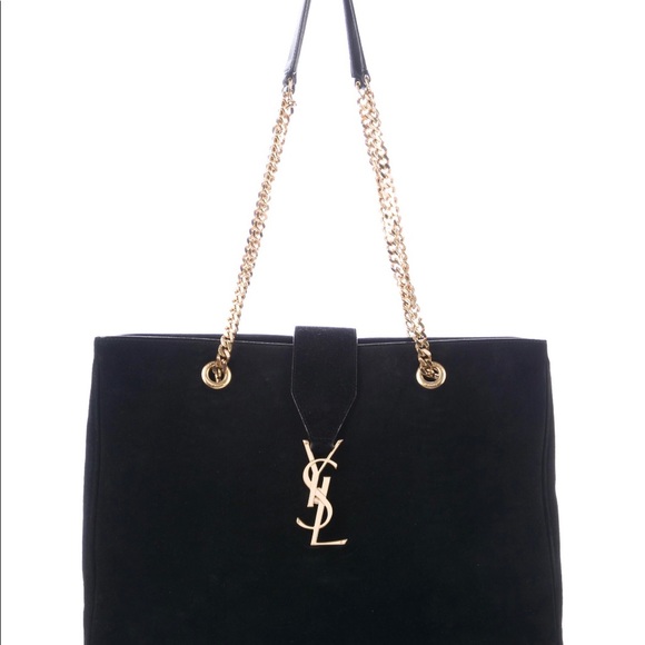 Black Suede Saint Laurent Cassandre Shopping Bag - Picture 2 of 4